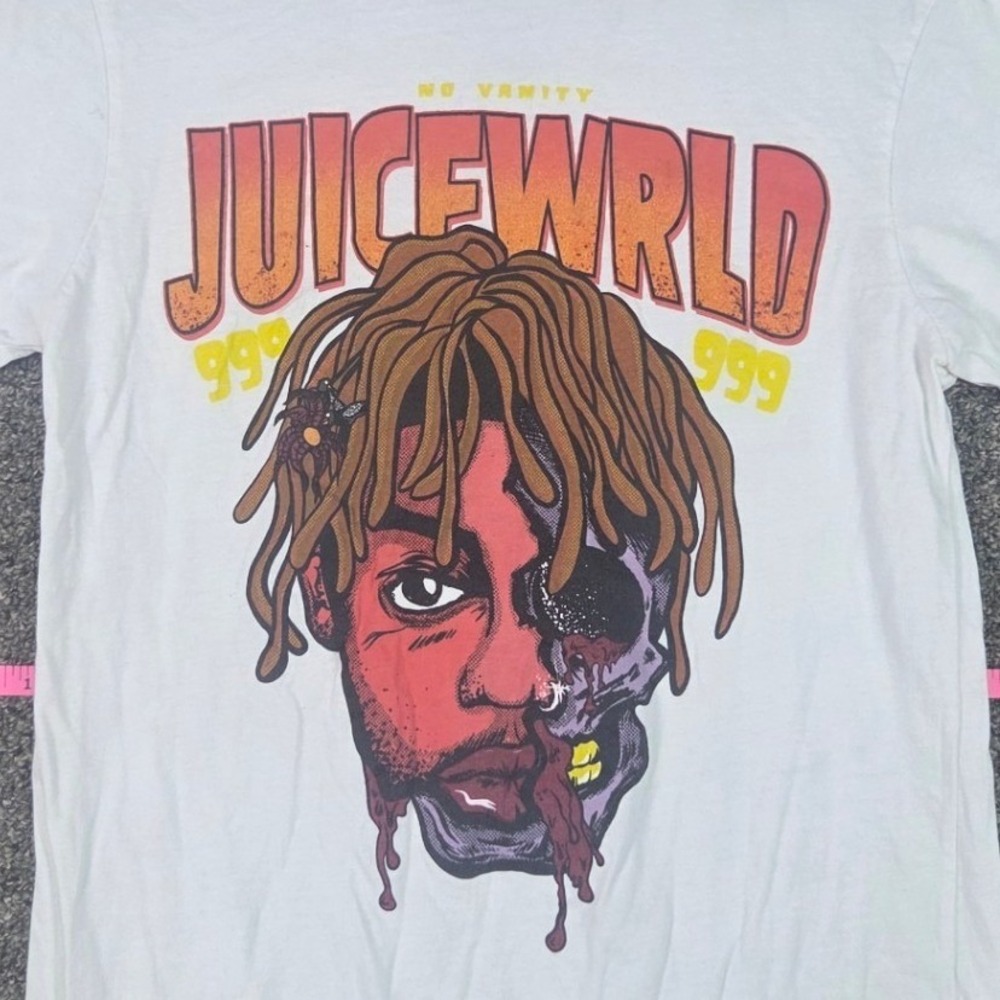 Juice WRLD 999 Club Graphic T-Shirt Mens Small White No Vanity Skull Tee